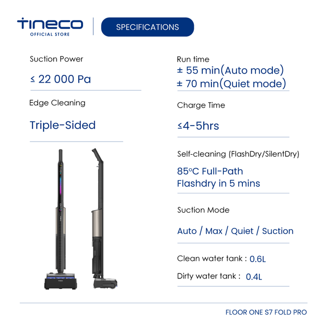 Tineco Floor One S7 Fold Pro Smart Cordless Wet Dry Vacuum Cleaner