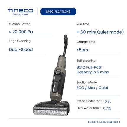 Tineco Floor One i6 Stretch II Layflat Cordless Wet Dry Vacuum Cleaner
