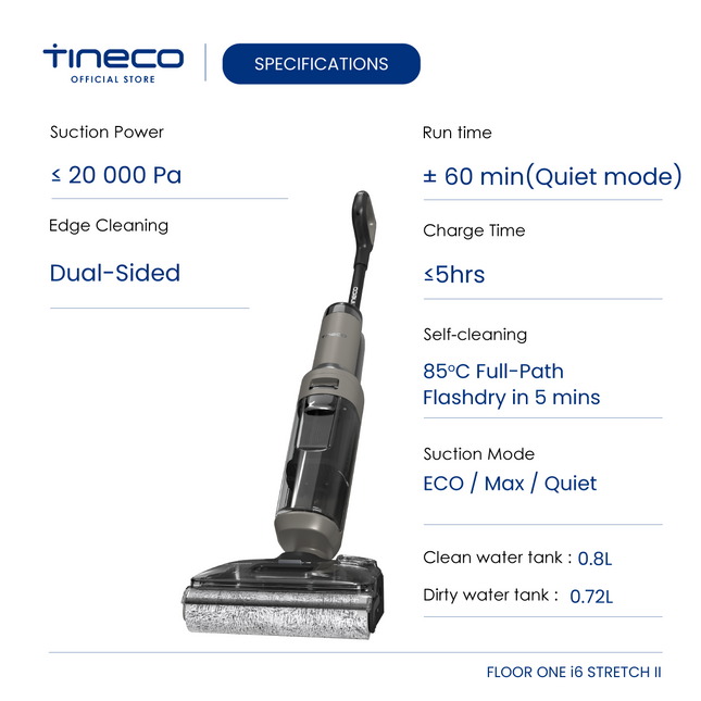 Tineco Floor One i6 Stretch II Layflat Cordless Wet Dry Vacuum Cleaner