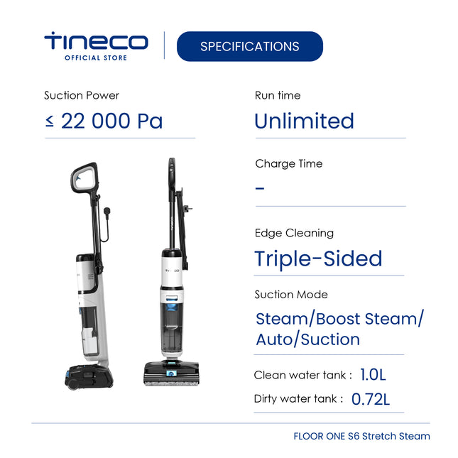 Tineco Floor One S6 Stretch Steam Smart Wet Dry Floor Washer Vacuum Cleaner | NO Detergent Needed