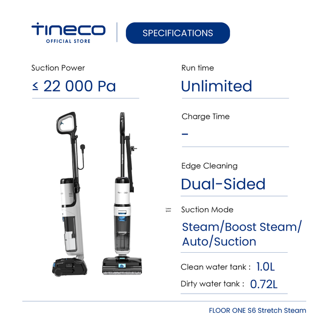 Tineco Floor One S6 Stretch Steam Smart Wet & Dry Vacuum Cleaner
