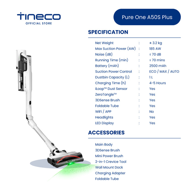 Tineco Pure One A50S Plus Cordless Stick Vacuum Cleaner